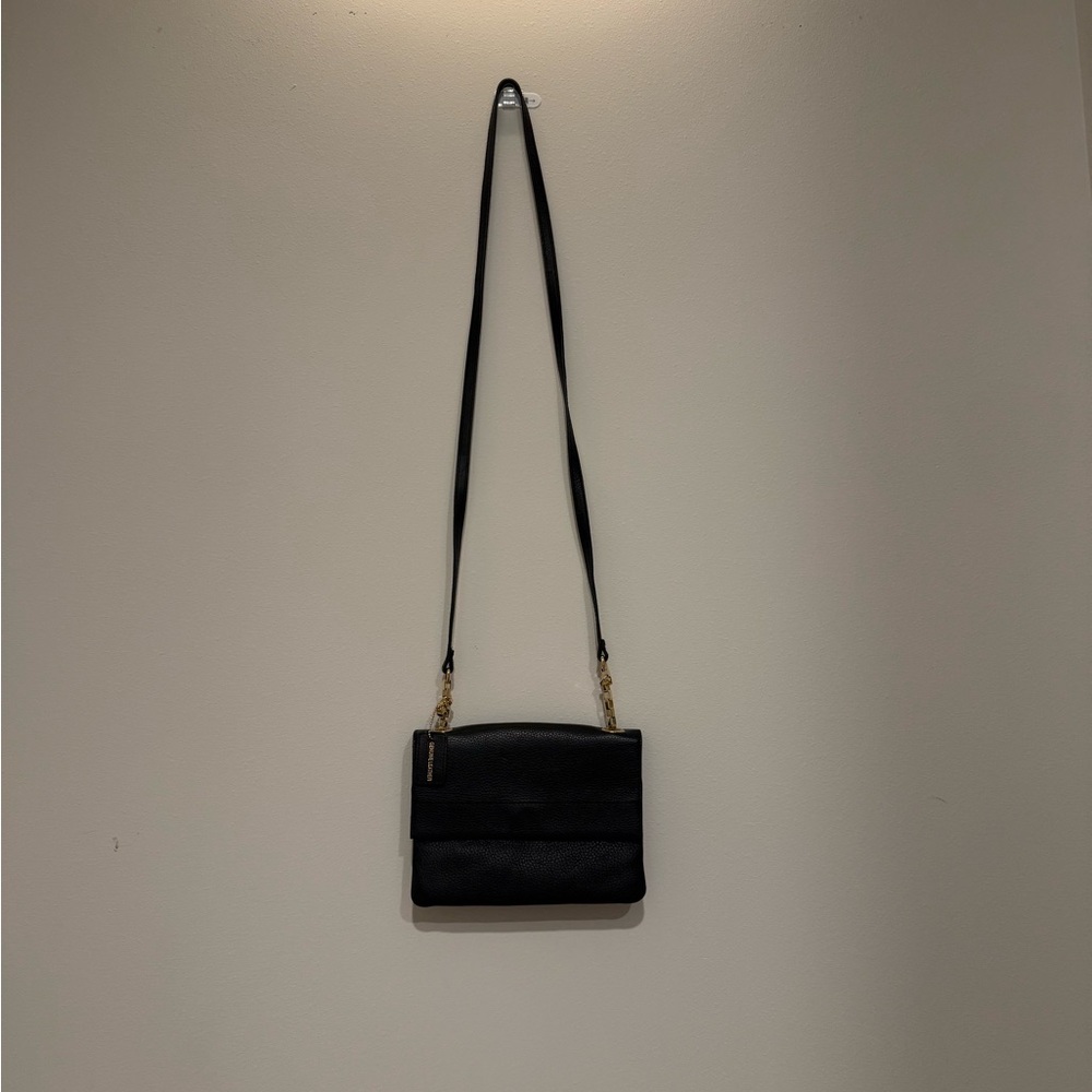Black Crossbody Bag Gold Chain Minimalist Shoulder Purse
